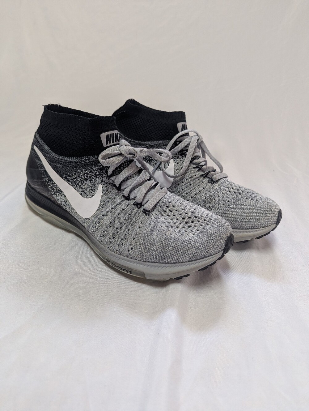 Nike Zoom All Out Flyknit Running Shoes "Grey Wolf" Women's 8 Grey Black Gym